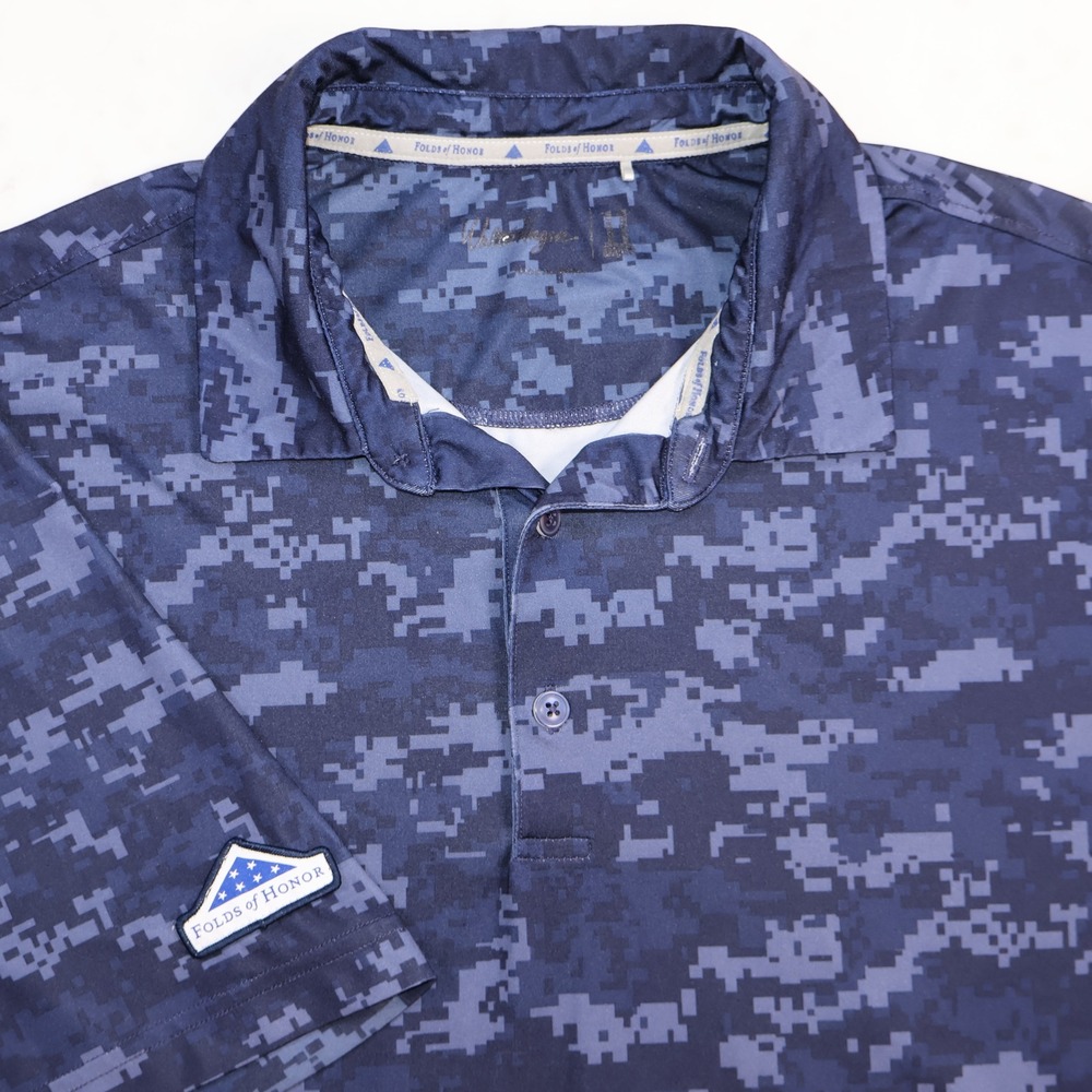 Walter Hagen Folds of Honor Mens Large Blue Digital Camo Golf Polo Shirt